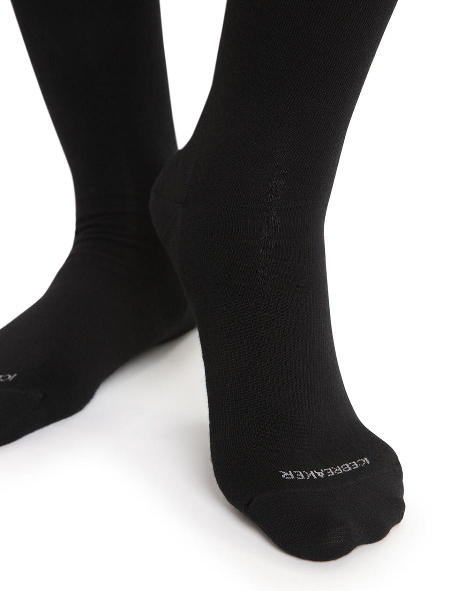 Women's Icebreaker Merino Lifestyle Fine Gauge Crew Socks Black | CA 1511DFMN